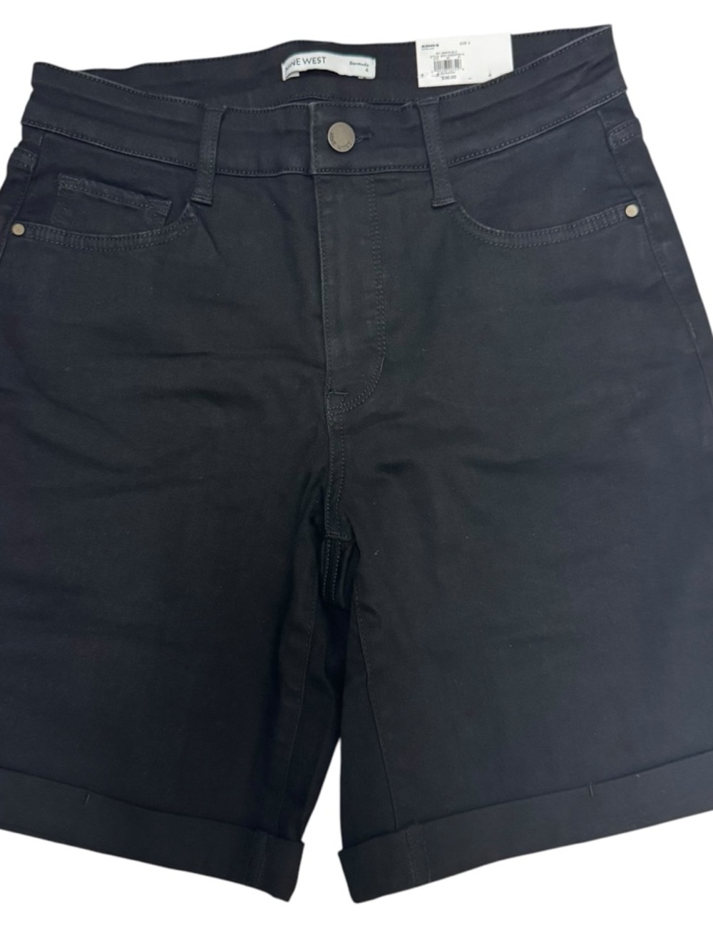 New Nine West Black Cuffed Bermuda black Shorts size 4 women's‎